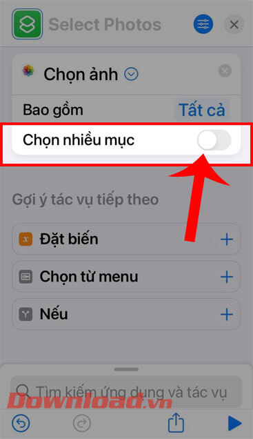 Bật công tắc tại mục Chọn nhiều mục