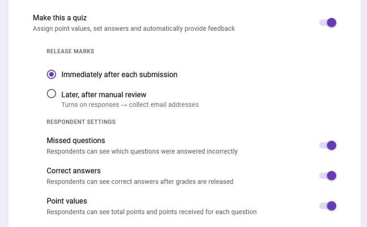 Tạo câu hỏi tự động chấm điểm trên Google Forms