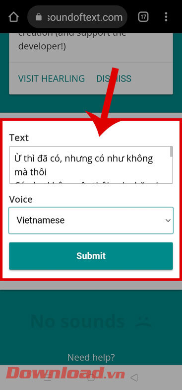 Nhập nội dung muốn chuyển thành giọng nói chị Google