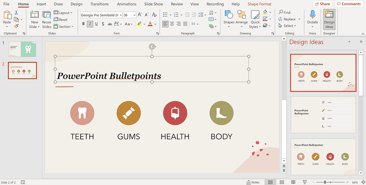 PowerPoint hỗ trợ gợi ý thiết kế bằng text