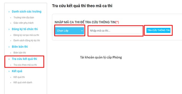 Tra cứu theo mã ca thi.