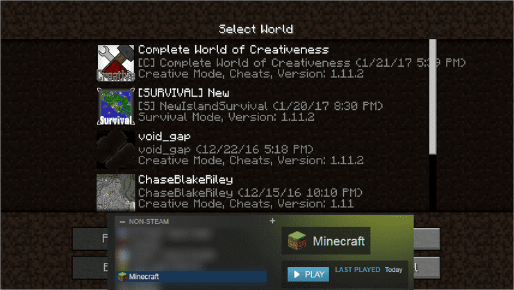 Bạn có thể thấy phiên bản của thế giới Minecraft trong danh sách thế giới Singleplayer