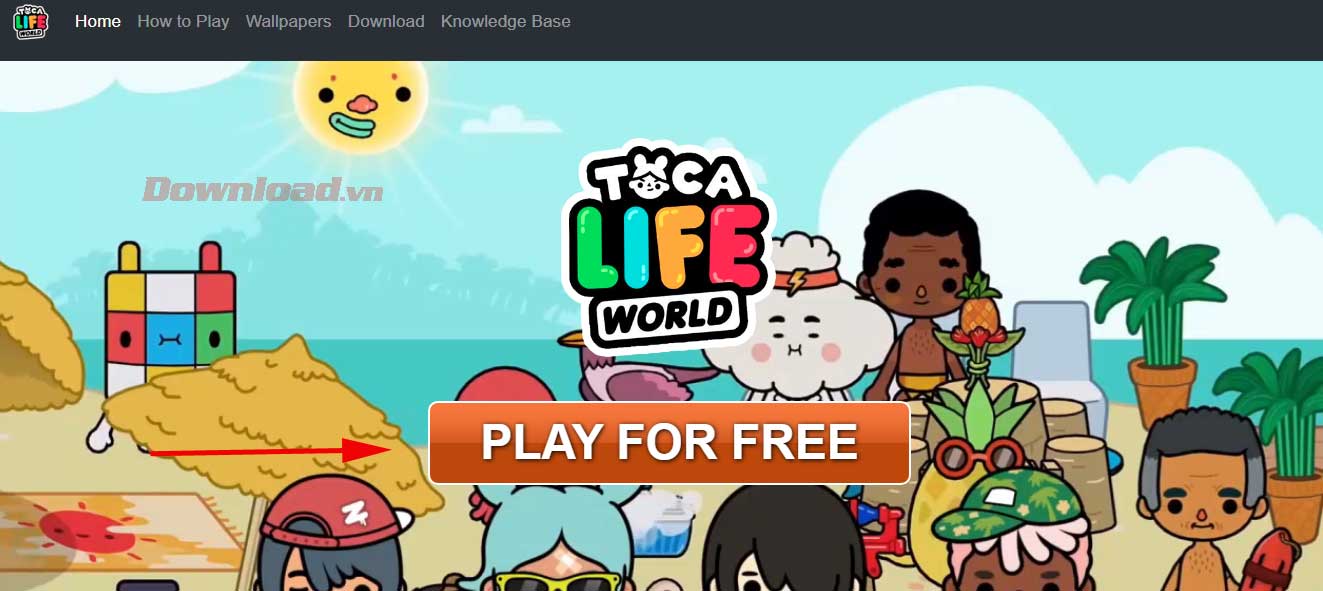Nhấn nút Chơi miễn phí để tải Toca Life World trên máy tính