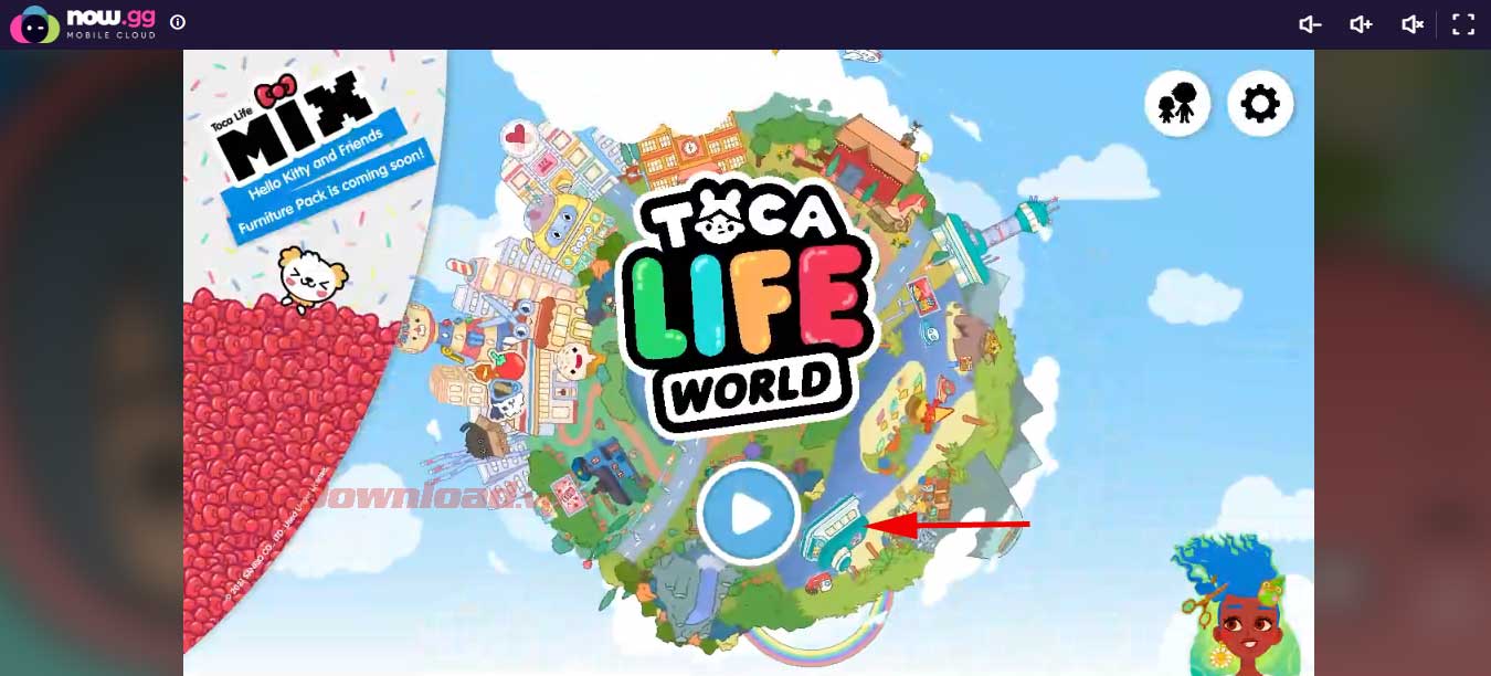 Giao diện chơi Toca Life World trên trình duyệt web