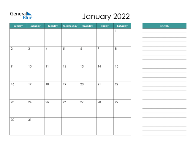 Lịch tháng 1/2022 mẫu 5