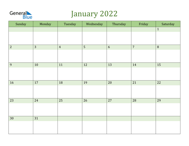Lịch tháng 1/2022 mẫu 7