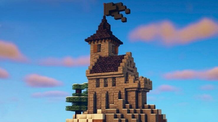 Lâu đài trên đỉnh núi ở Minecraft