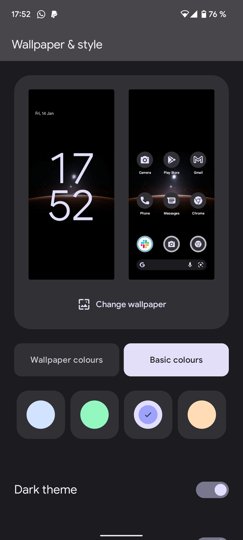 Nền đơn sắc cho Android 12