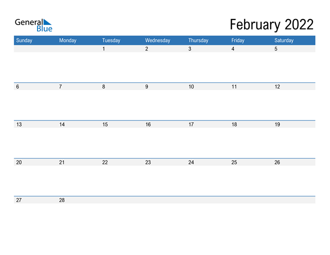 Mẫu lịch tháng 2 năm 2022 số 2