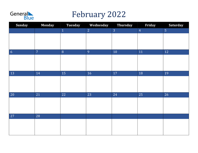 Mẫu lịch tháng 2 năm 2022 số 6