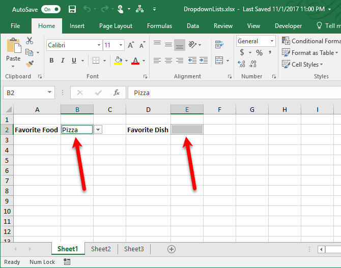 Drop list đã chọn trên Excel