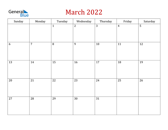 Mẫu lịch tháng 3 năm 2022 số 10