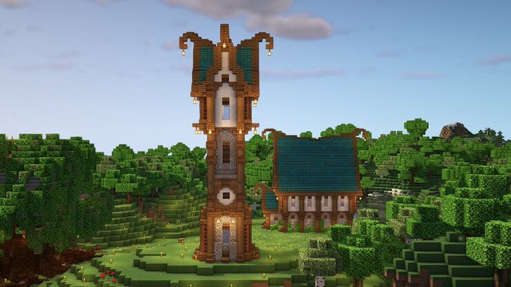 Xây dựng một tòa tháp cao như một dấu hiệu để đánh dấu đường về nhà của Minecraft