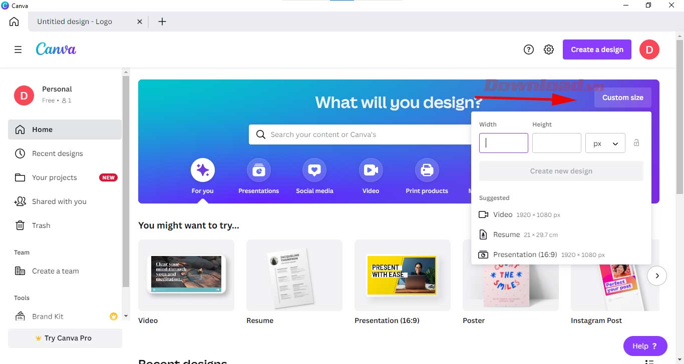 Cách tạo và thêm logo trong Canva - Download.vn