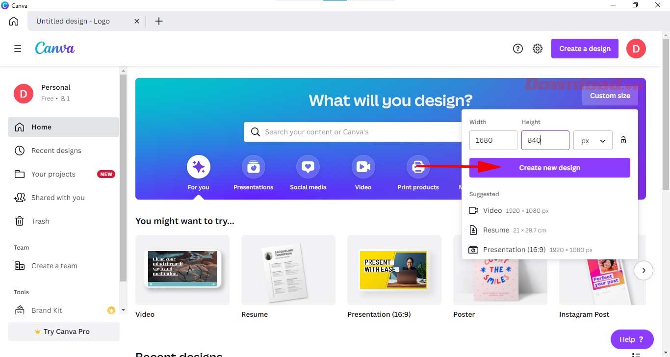 Cách tạo và thêm logo trong Canva - Download.vn