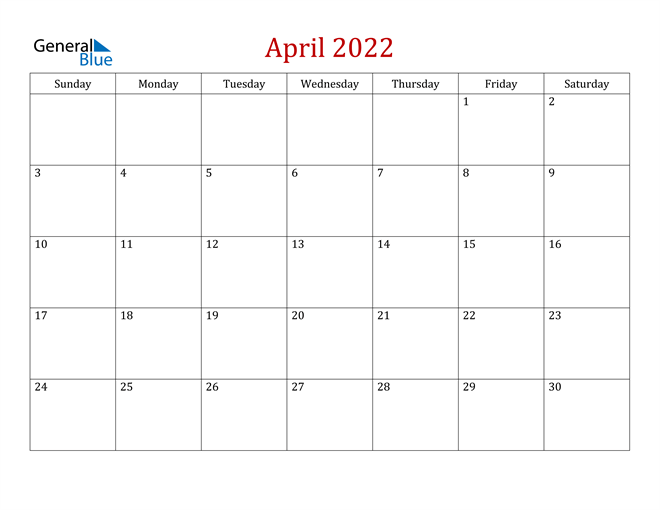 Mẫu lịch tháng 4 năm 2022 số 10