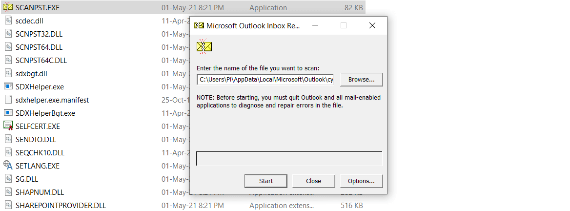 Sửa file Outlook bị hỏng