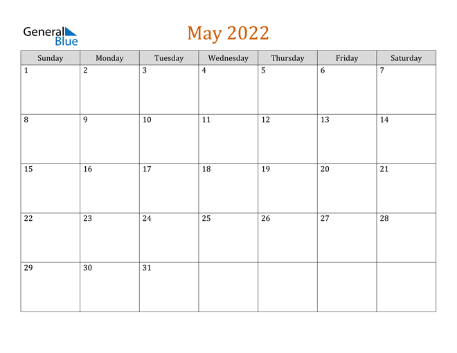 Mẫu lịch ngày 8 tháng 5 năm 2022