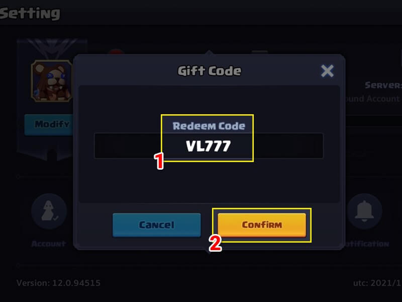 Nhập giftcode Valor Legends