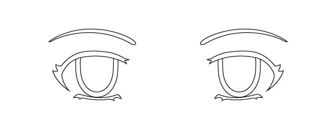 Draw the shape of the eyes