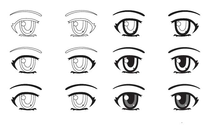 Draw simple anime eyes