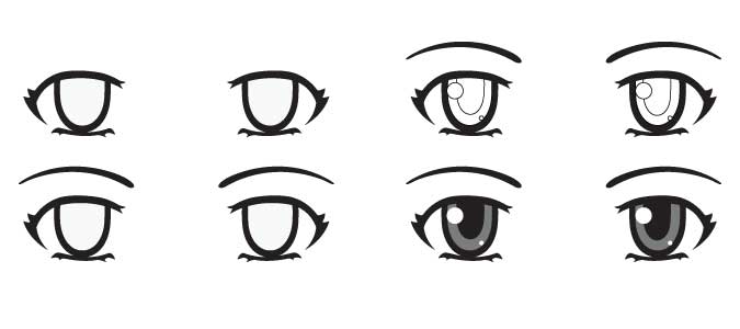 Draw normal anime eyes