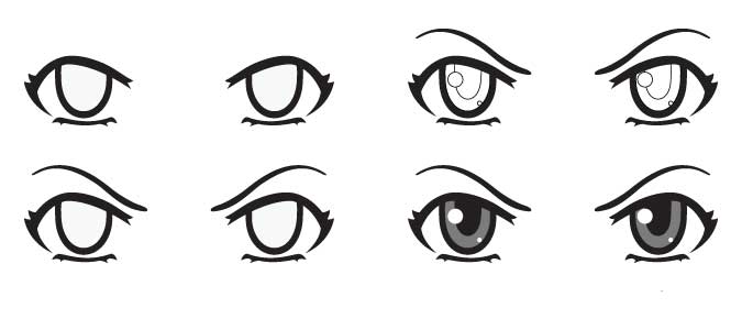 Draw angry anime eyes