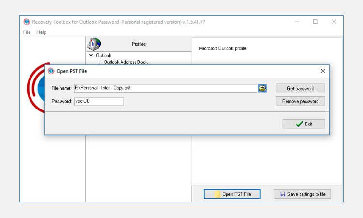 Hộp công cụ khôi phục cho mật khẩu Outlook