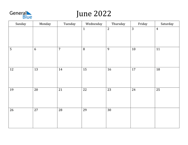 Mẫu lịch tháng 6 năm 2022 số 1