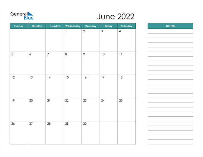 Mẫu lịch tháng 6 năm 2022 số 5