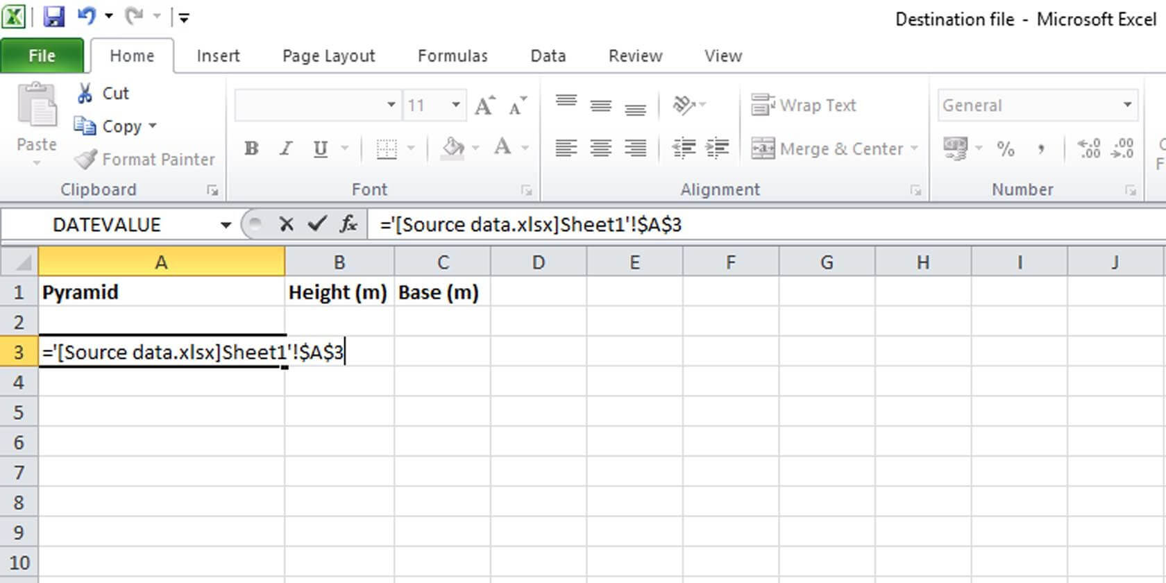Dữ liệu nguồn trong Excel