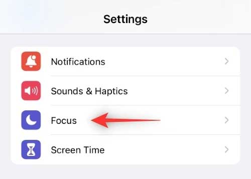 Mở Focus qua cài đặt trên iOS 16