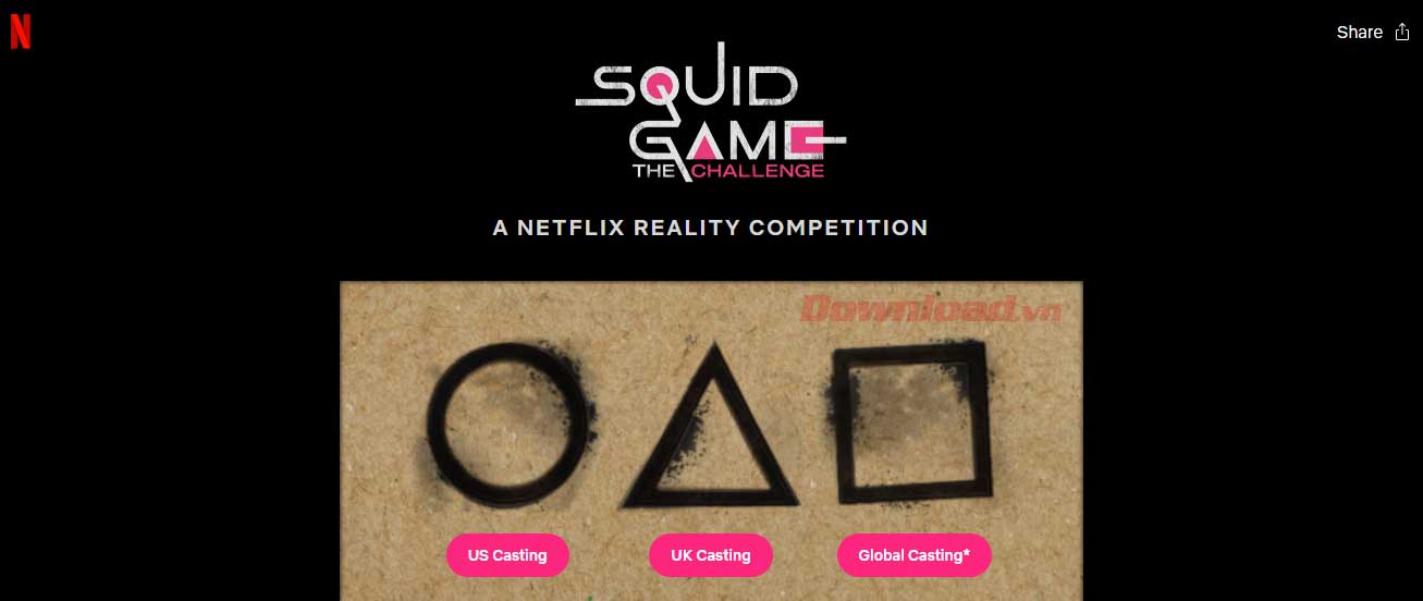 Trang đăng ký Squid Game The Challenge