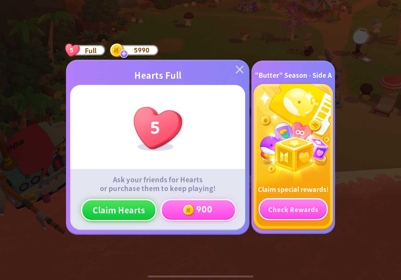 Collect all 5 hearts in BTS Island: SEOM
