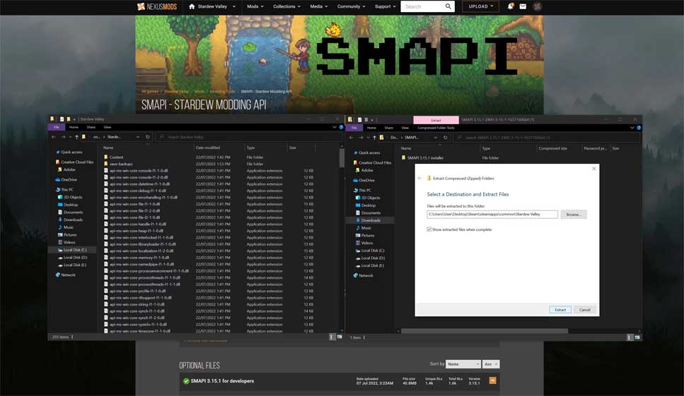 Instructions to install SMAPI mod on PC