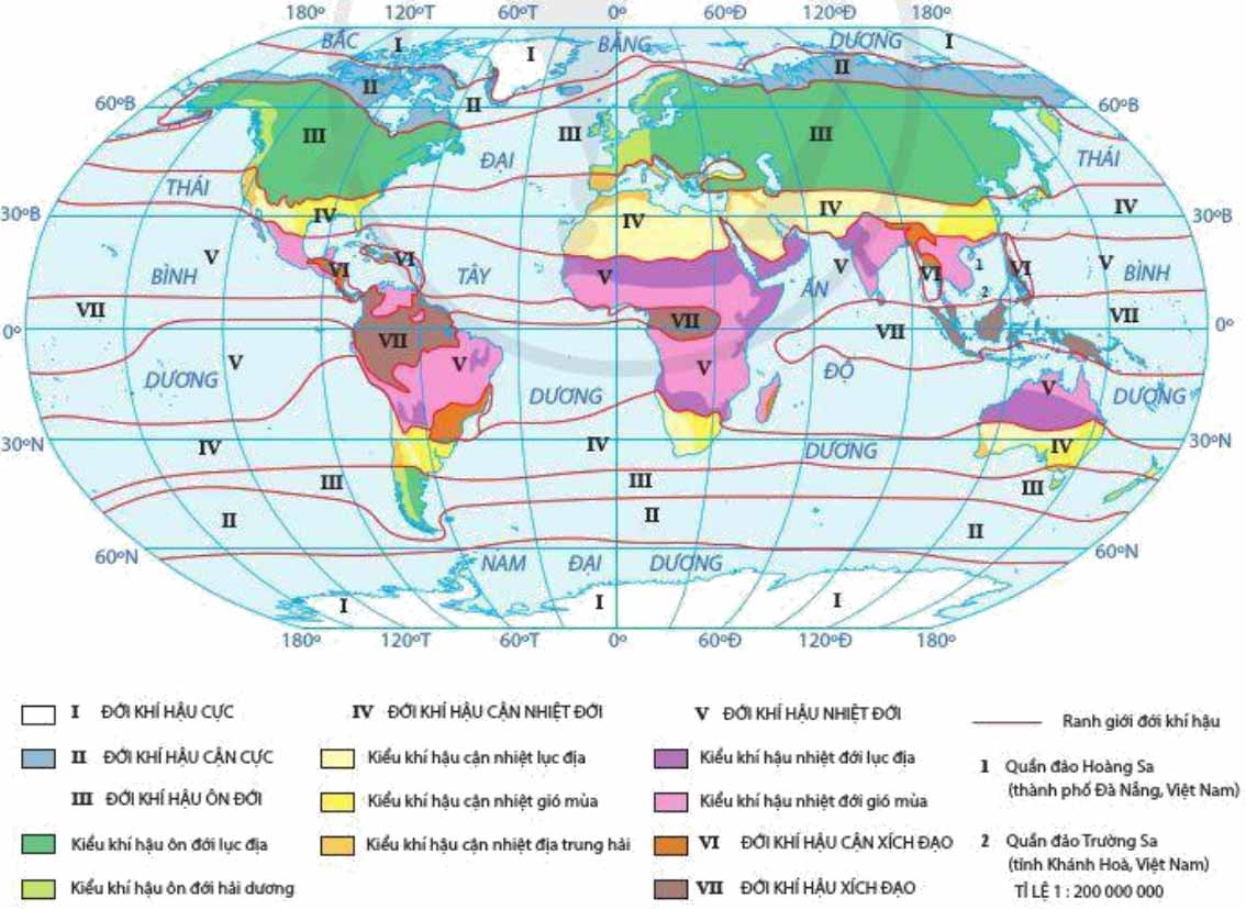 Địa lí 10 Bài 9: Thực hành Đọc bản đồ các đới khí hậu trên Trái Đất. Phân tích biểu đồ một số kiểu khí hậu Soạn Địa 10 trang 36 sách Cánh diều