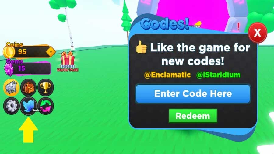 Trường nhập giftcode Idle Heroes Simulator