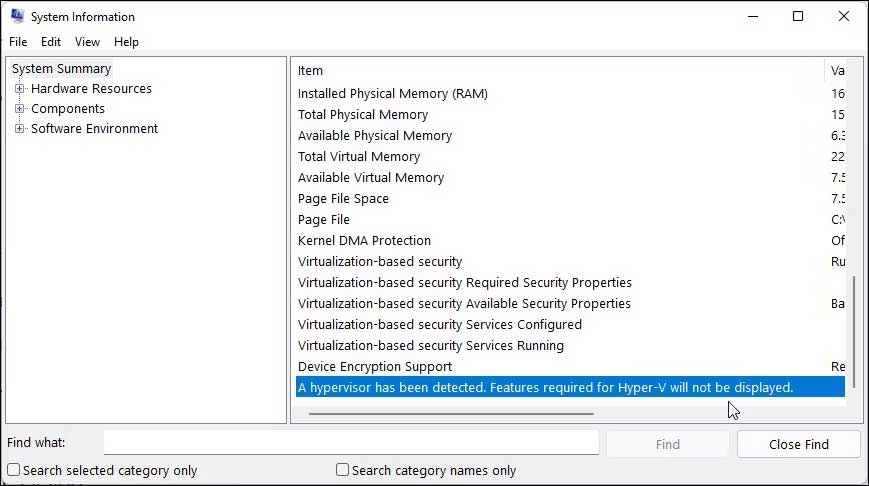 Check if Hyper-V is running on Windows 11
