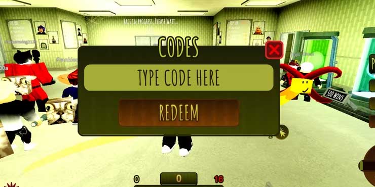 Cửa sổ nhập code khi chơi Backrooms Race Clicker