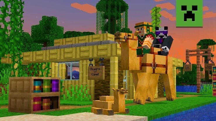 Cưỡi lạc đà với bạn bè trong Minecraft