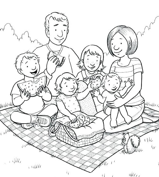 Tranh tô màu gia đình 4 người cùng nắm tay nhau vui vẽ  Рисунки Дети  Детские поделки