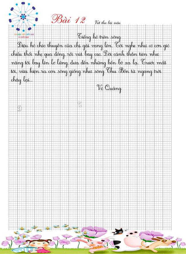 Bài tập luyện viết chữ cỡ nhỏ cho học sinh