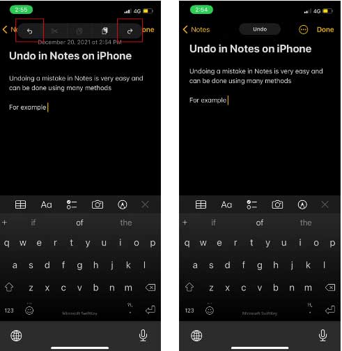 Undo trong Notes trên iPhone