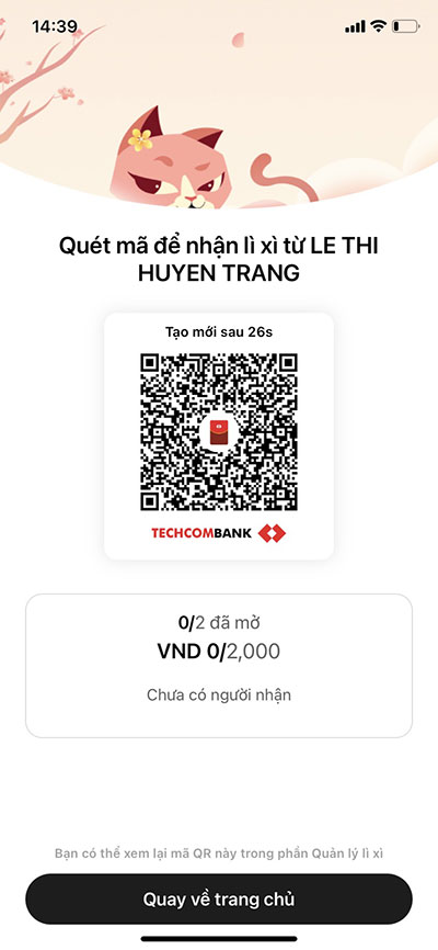 Cach li xi tren app Techcombank 11*414978