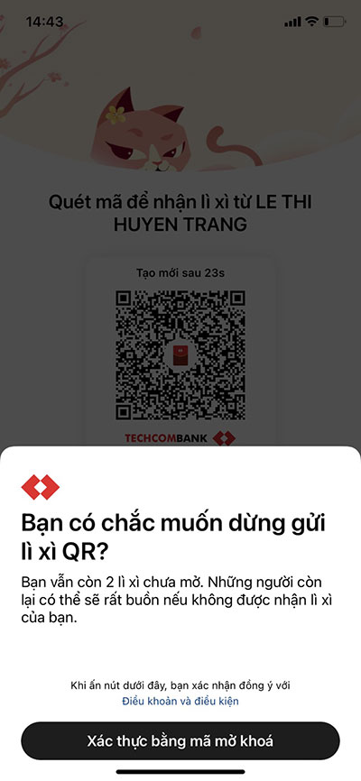 Cach li xi tren app Techcombank 15*414979