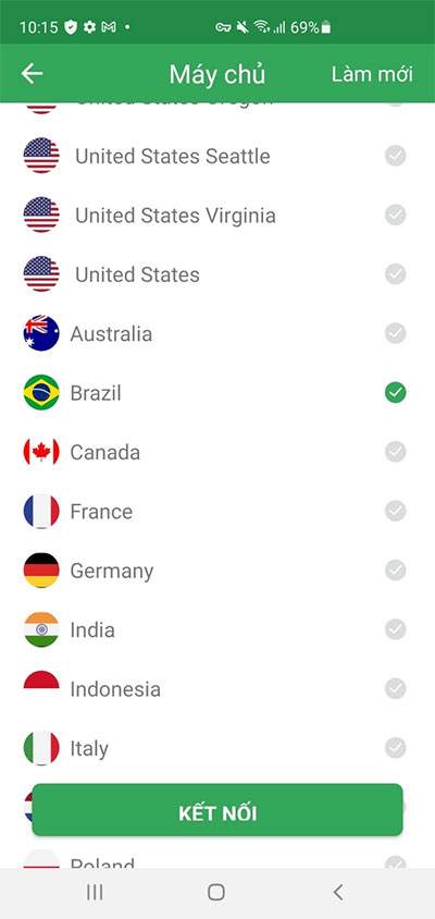 Đổi quốc gia trên VPN