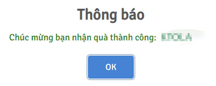 Thông báo nhận code thành công