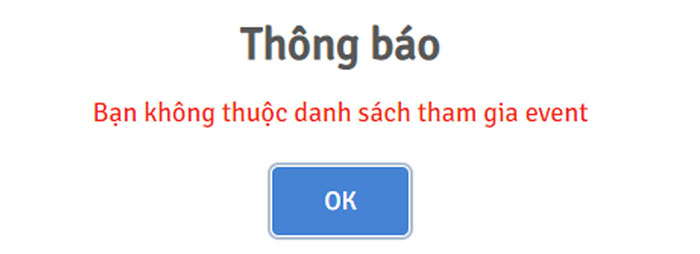 Thông báo nhận code không thành công