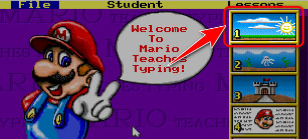 Chế độ chơi Mario Teaches Typing