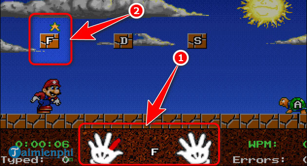 Thực hiện theo hướng dẫn trong Mario Teaches Typing